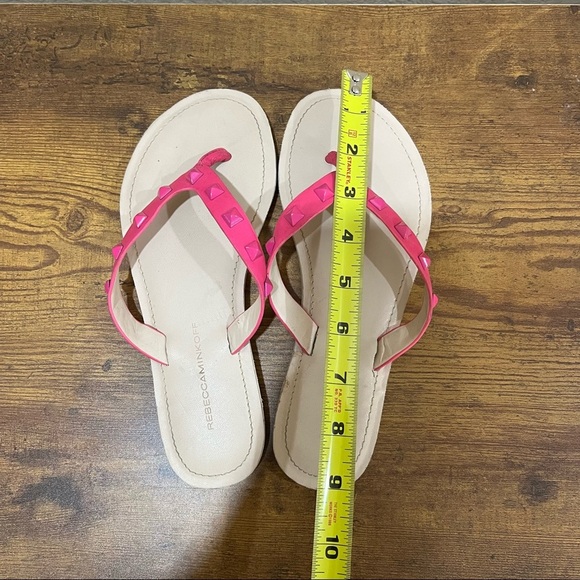Rebecca Minkoff Womens Fiona Flip Flops Sandals Pink Studded Sz 6.5 M Beachy EUC - Picture 7 of 7